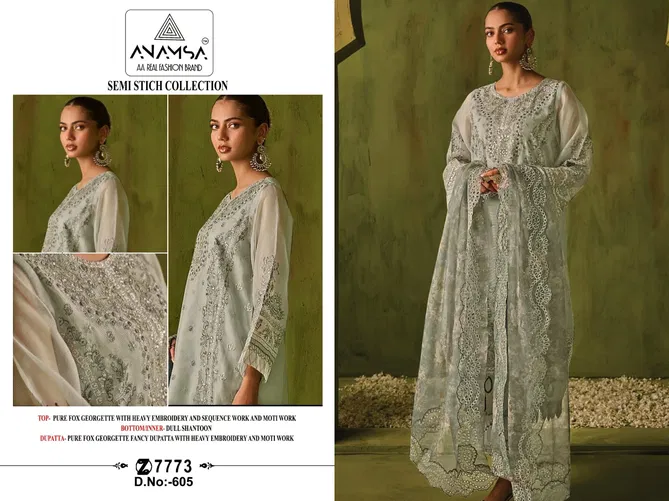 Anamsa 605 Faux Georgette Embroidery Pakistani Suit Online Wholesale